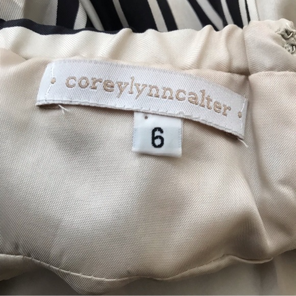 Anthropologie Corey Lynn Calter Dress Black Cream Striped Empire Waist Strapless - Picture 4 of 6